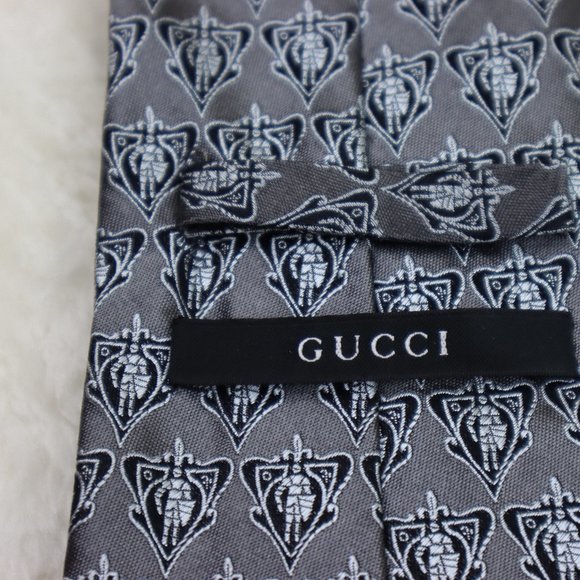 Gucci Gray Patterned Silk Tie - Picture 2 of 7